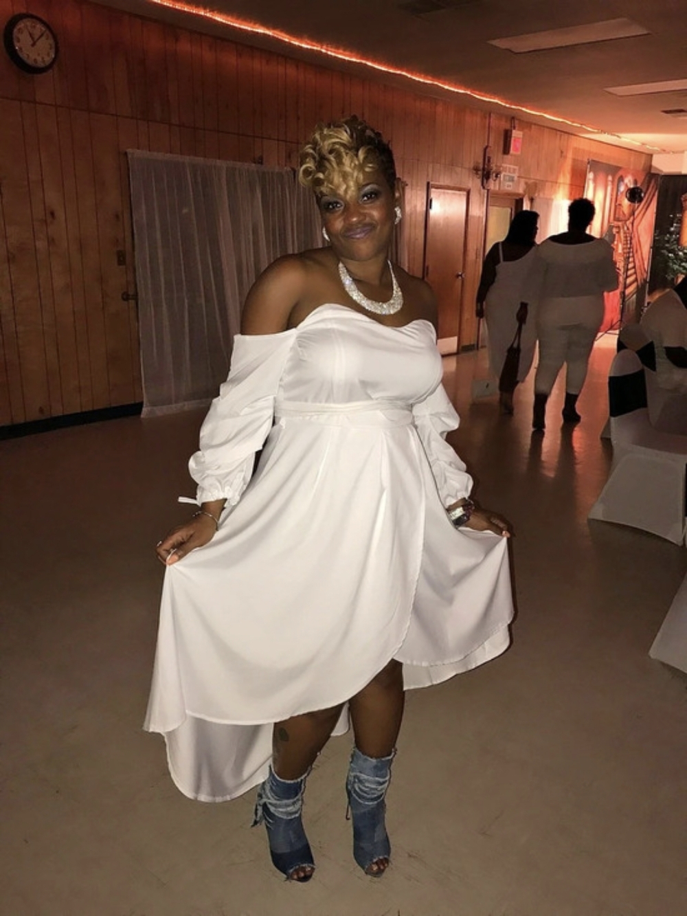 White Off-Shoulder High-Low Dress